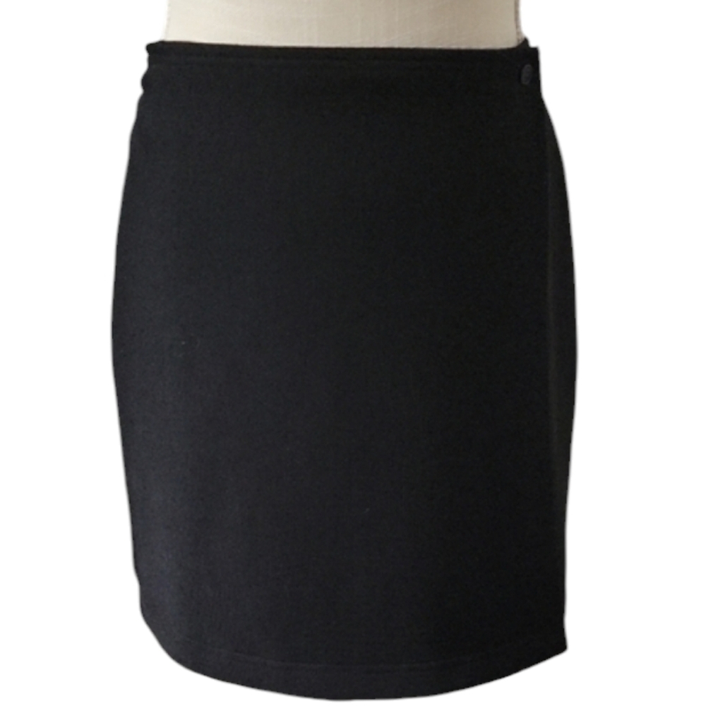 Currents Elegant Black Pencil Wrap Mini Skirt